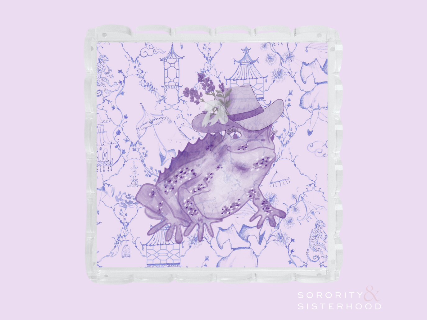 Purple & White Acrylic Scalloped Tray