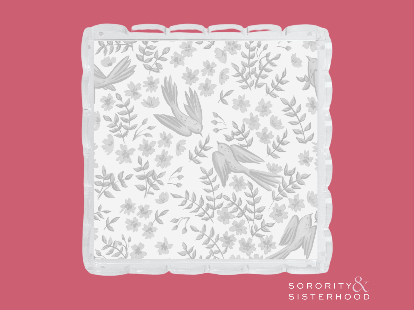 Crimson & White Acrylic Scalloped Tray