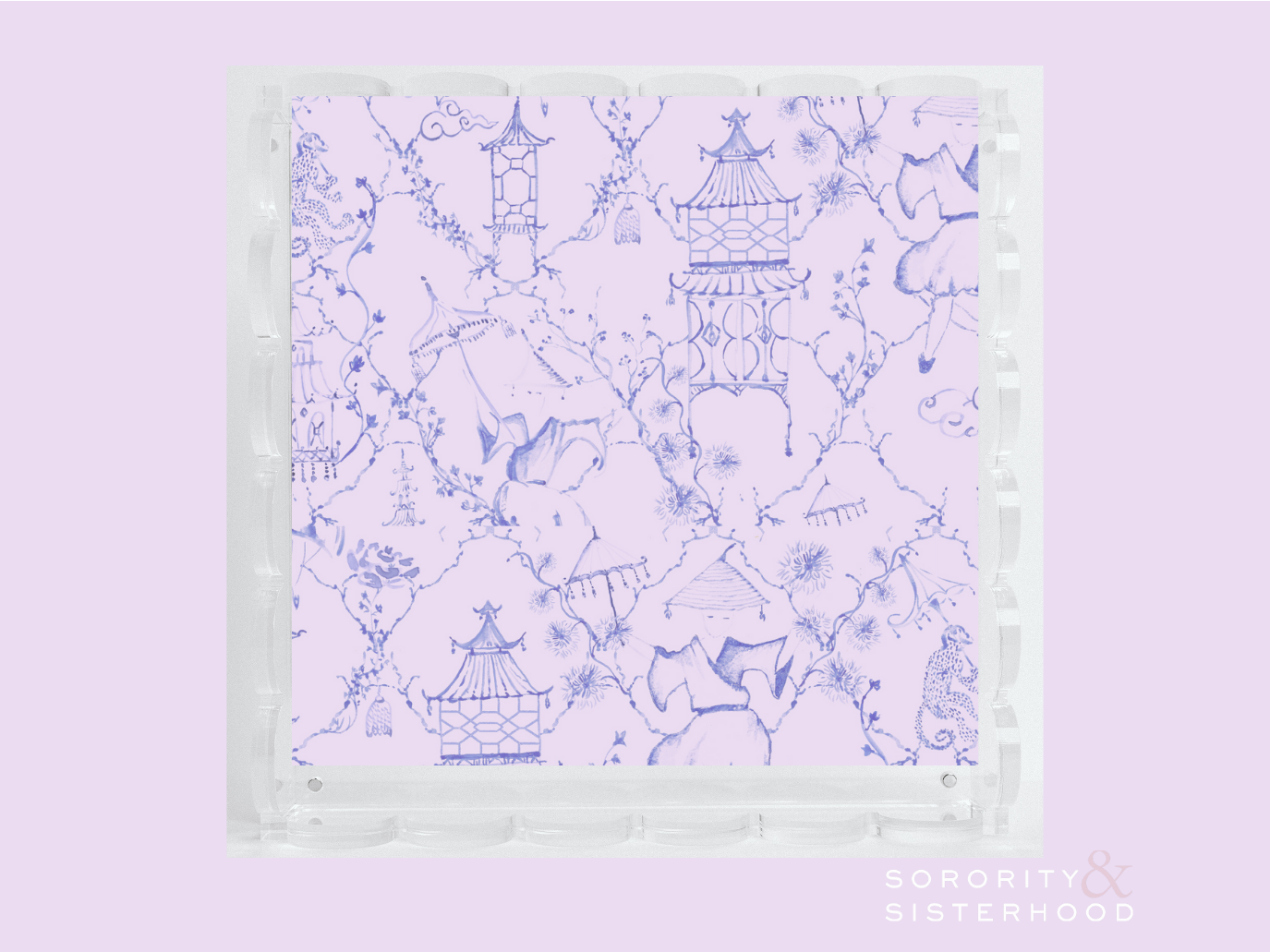 Purple & White Acrylic Scalloped Tray