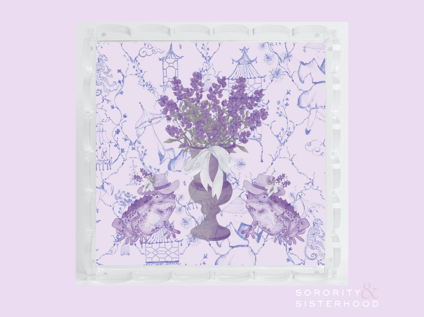 Purple & White Acrylic Scalloped Tray