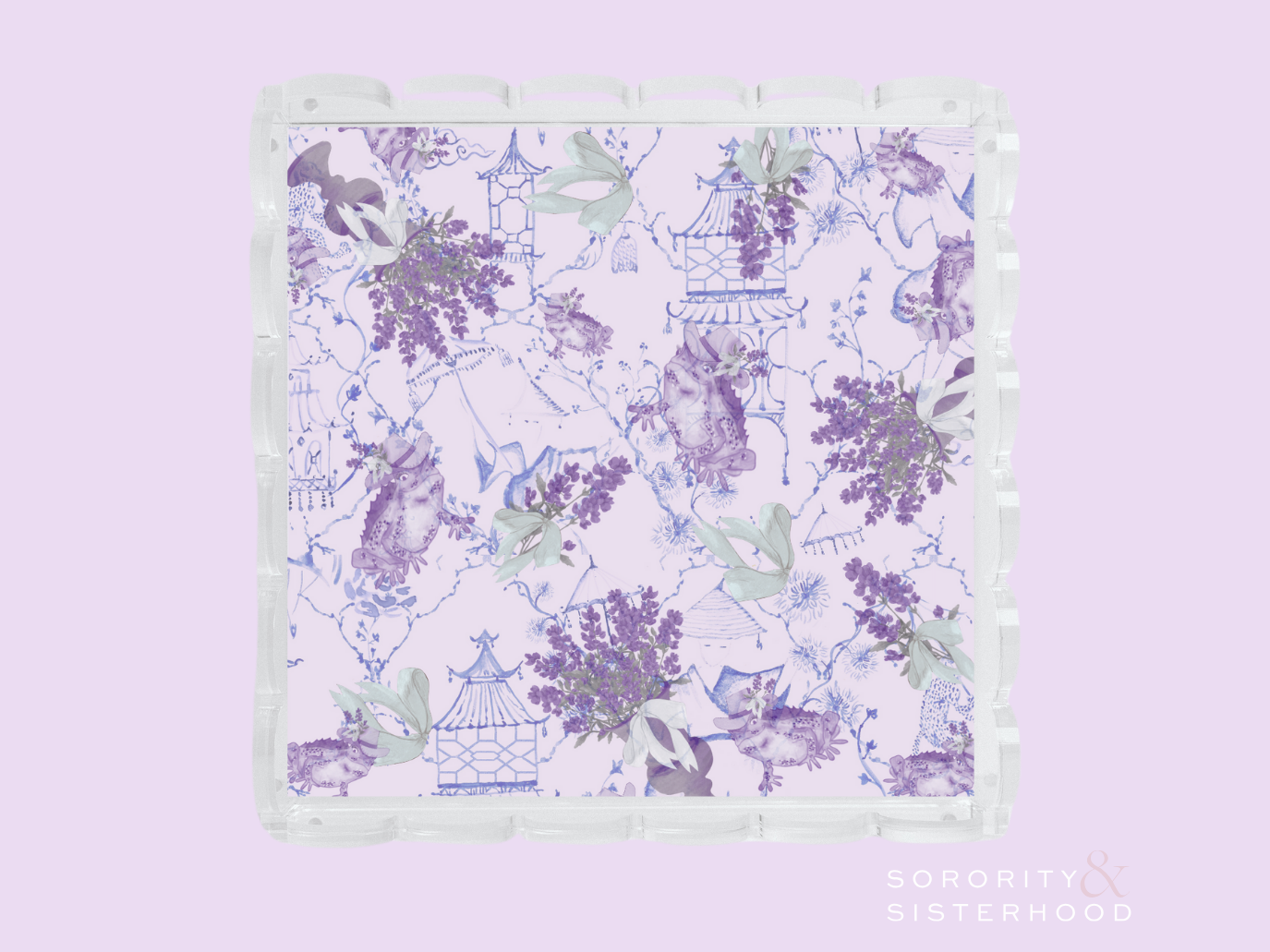 Purple & White Acrylic Scalloped Tray