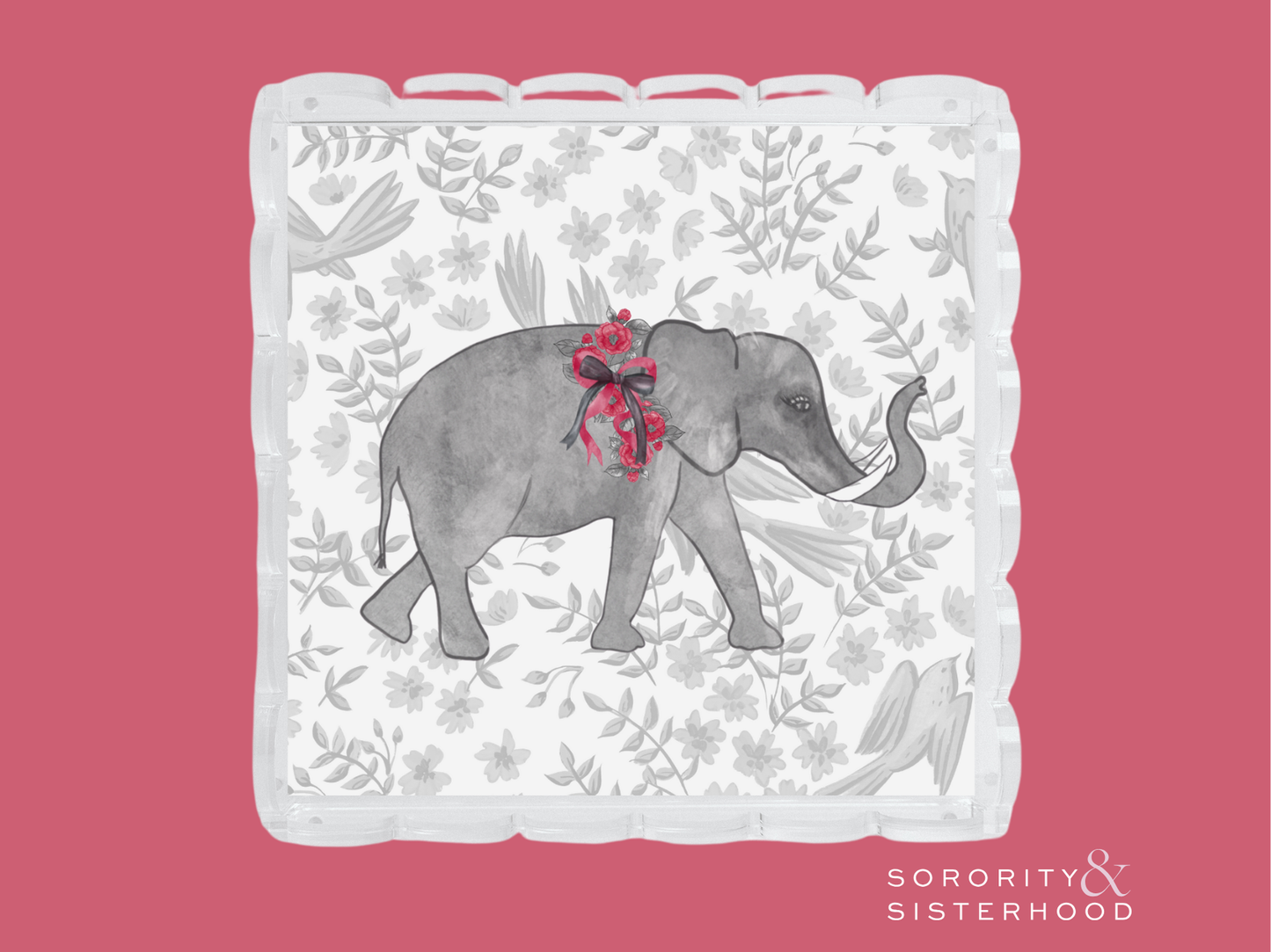 Crimson & White Acrylic Scalloped Tray