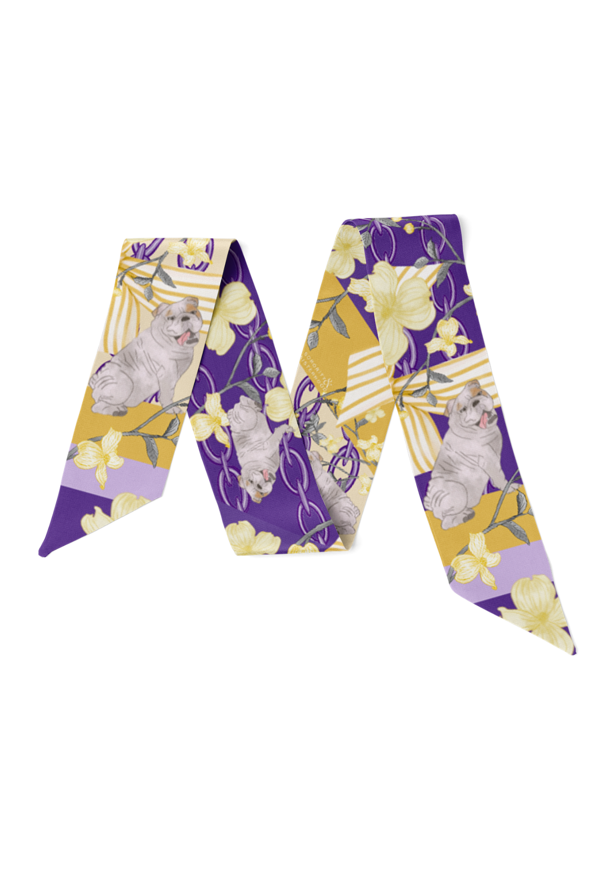 Amethyst & Gold Heirloom Scarflette™ — 100% silk hand-illustrated scarflette