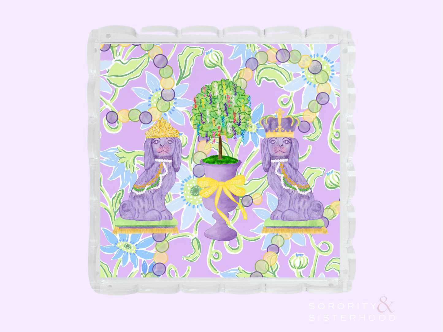 Mardi Party Acrylic Scalloped Tray