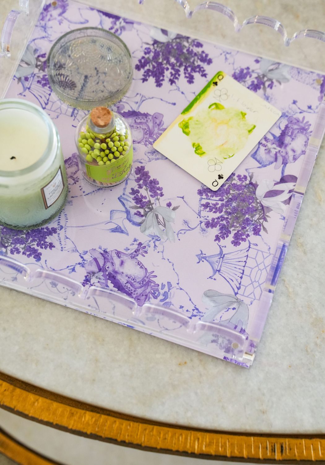 Purple & White Acrylic Scalloped Tray
