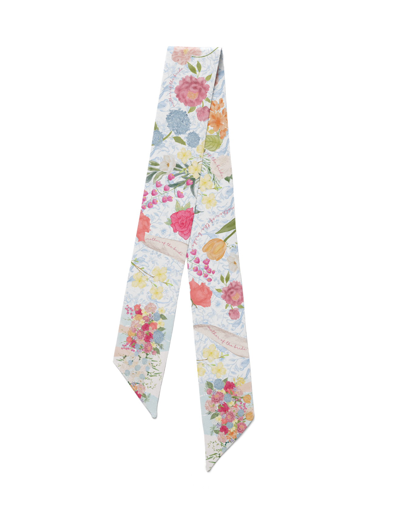 Mother of the Bride Scarflette — 100% silk hand-illustrated scarflette