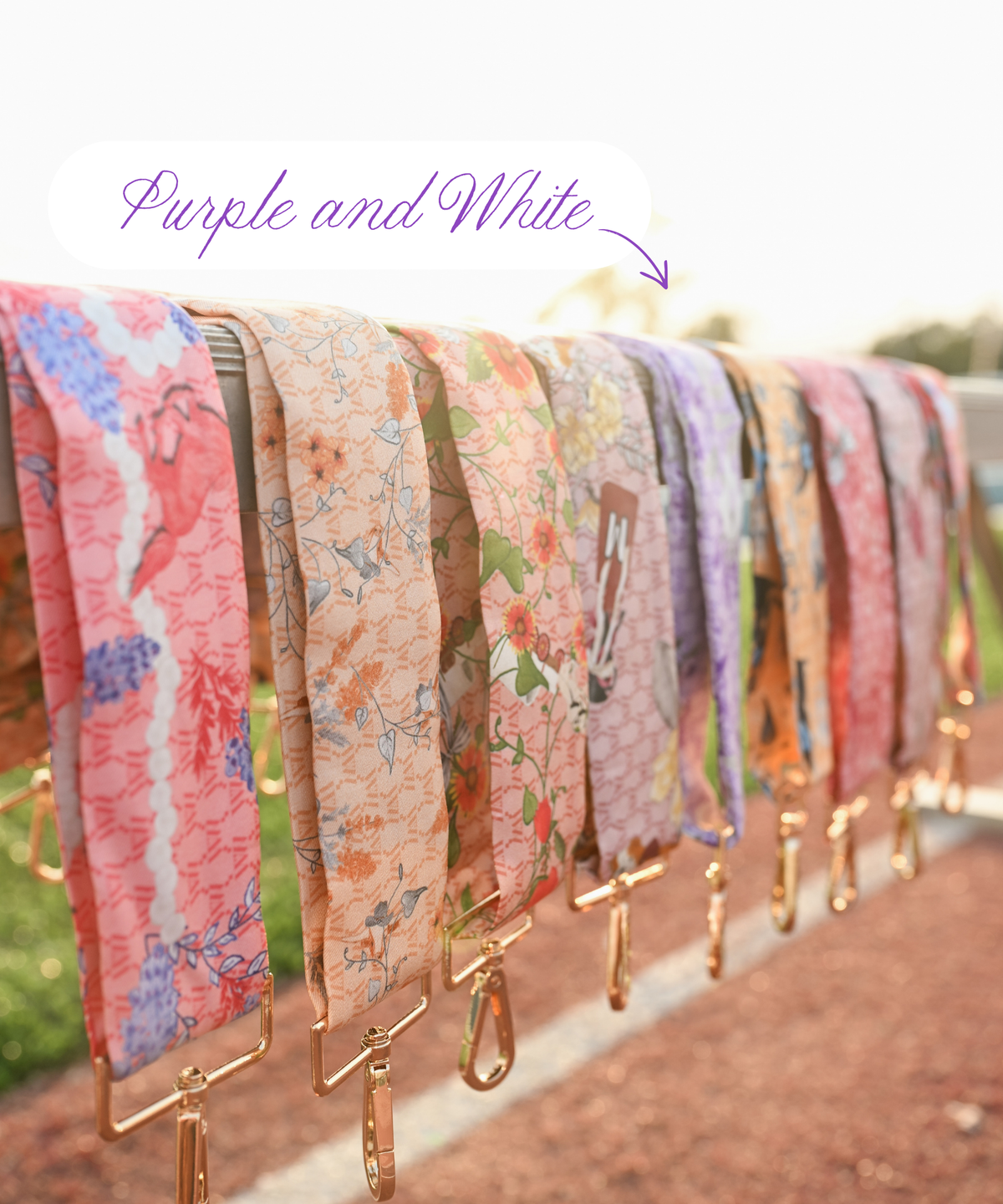 Purple and White Silk Purse Strap
