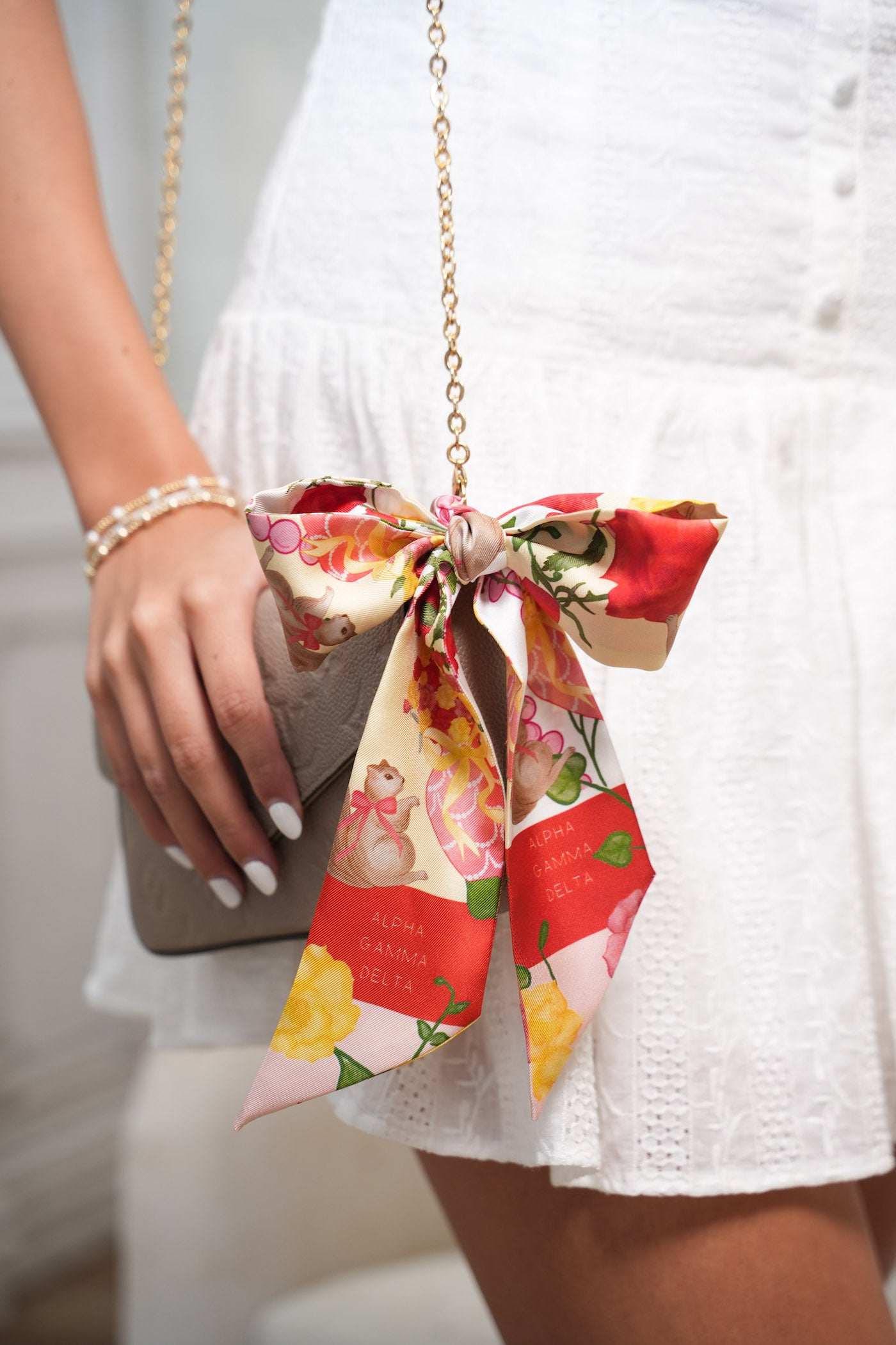 Alpha Gamma Delta Heirloom Scarflette™ — 100% silk hand-illustrated scarflette
