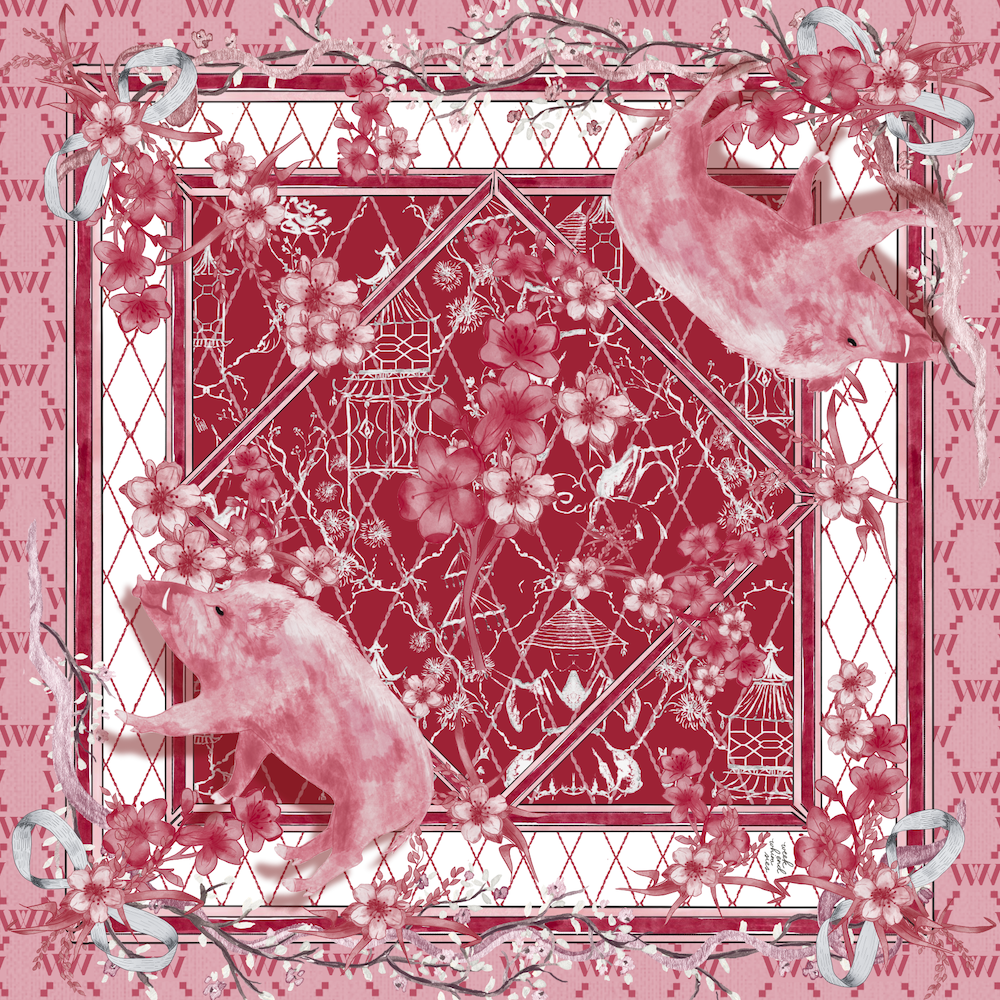 Cardinal and White Bandana Scarf