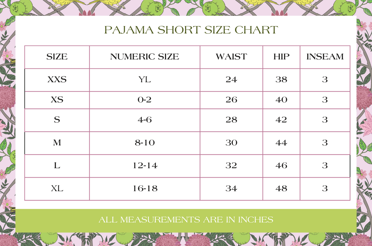 Heirloom Pajama Shorts Set - Green and Gold