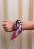 Maroon & White Heirloom Scarflette™ — 100% silk hand-illustrated scarflette