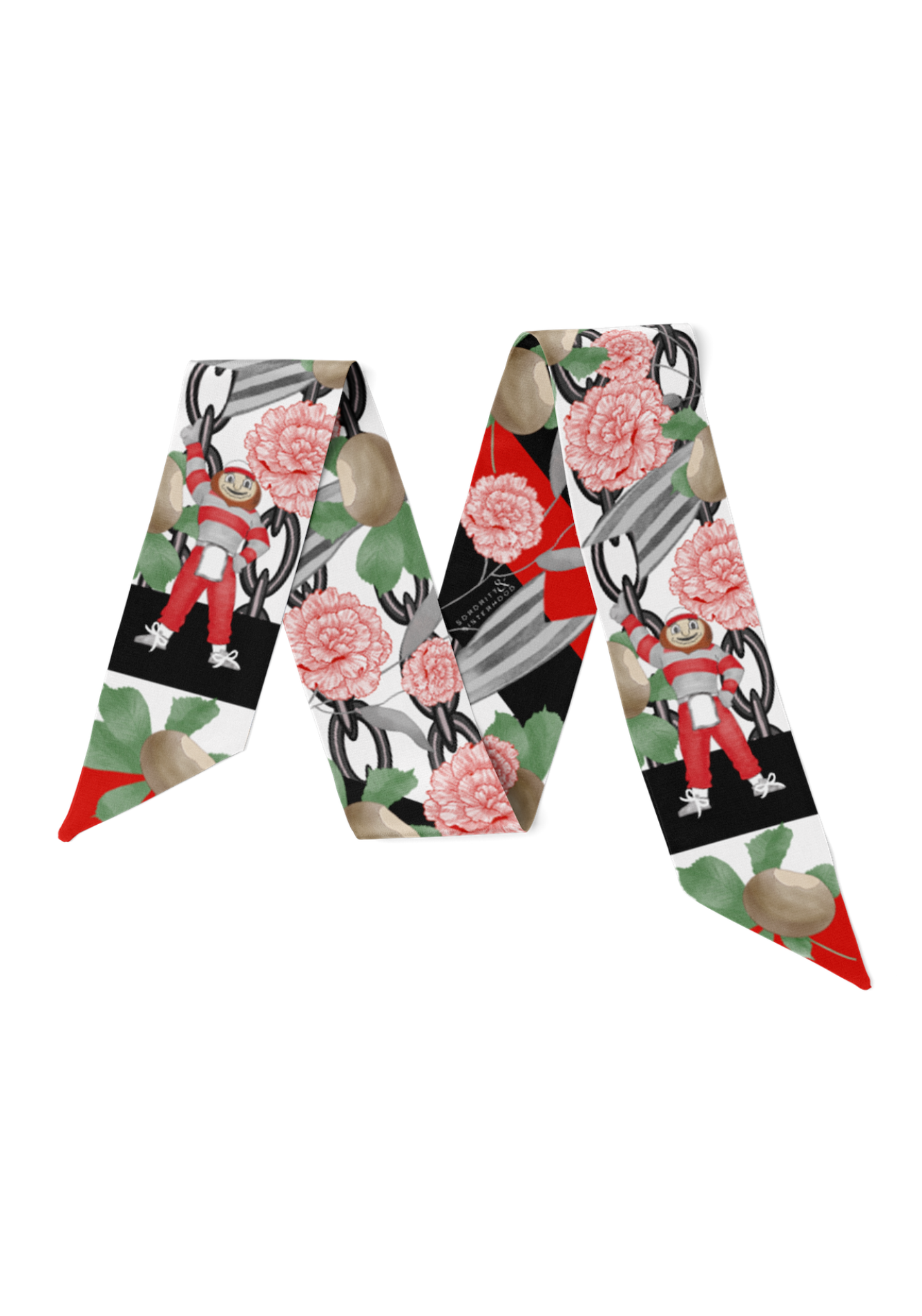 Brick & White Heirloom Scarflette™ — 100% silk hand-illustrated scarflette