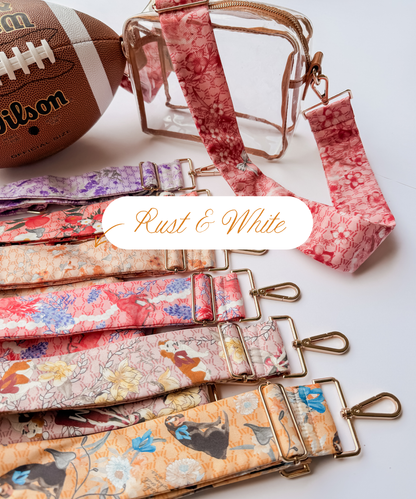 Rust and White Silk Purse Strap