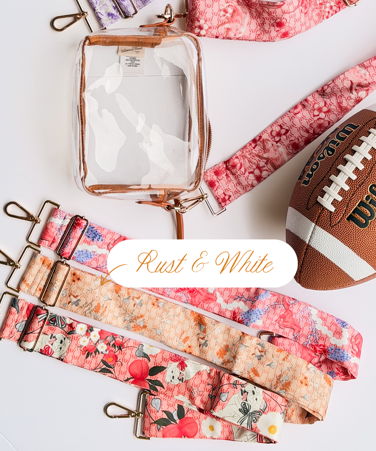 Rust and White Silk Purse Strap