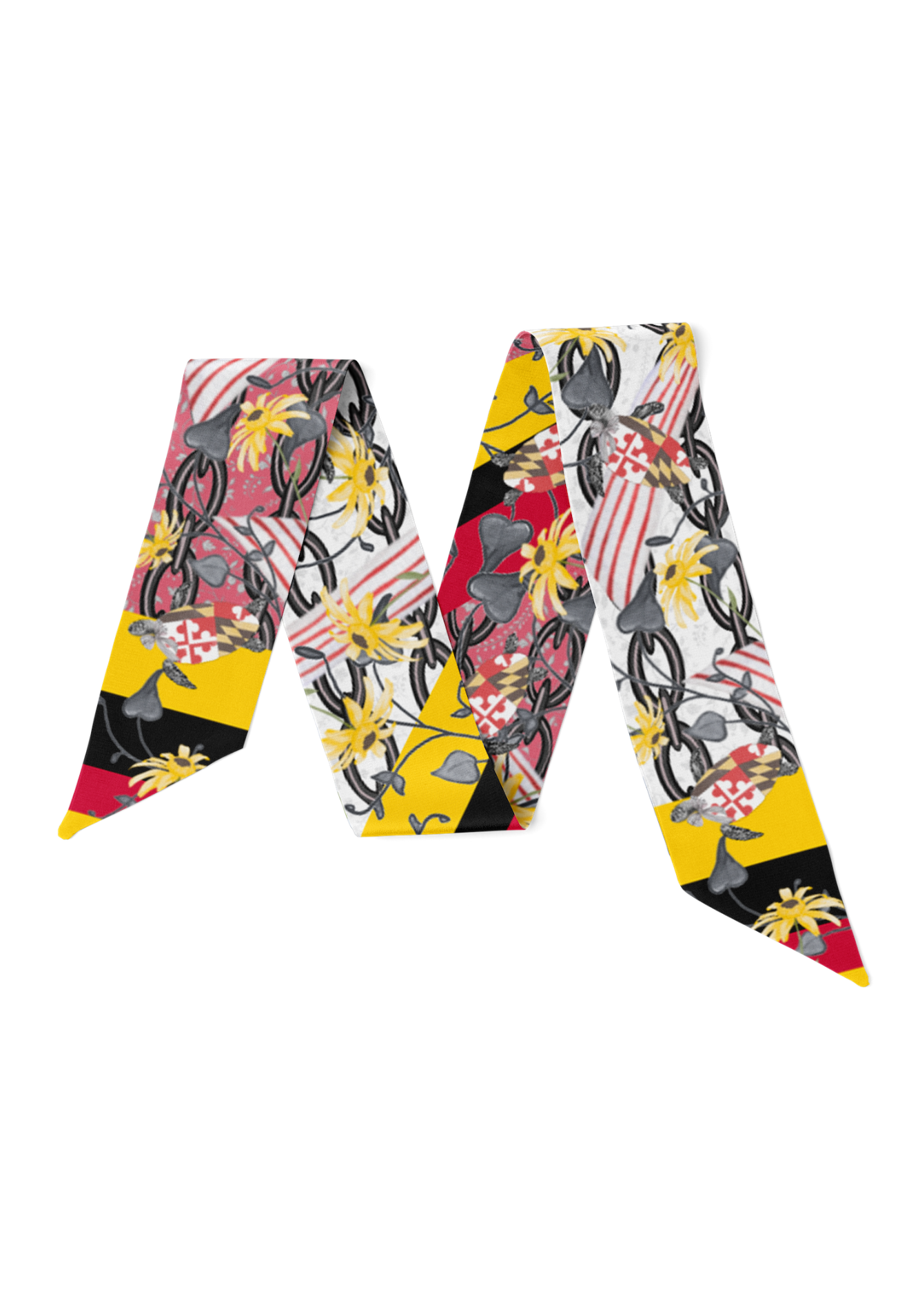Yellow & Red Heirloom Scarflette™ — 100% silk hand-illustrated scarflette