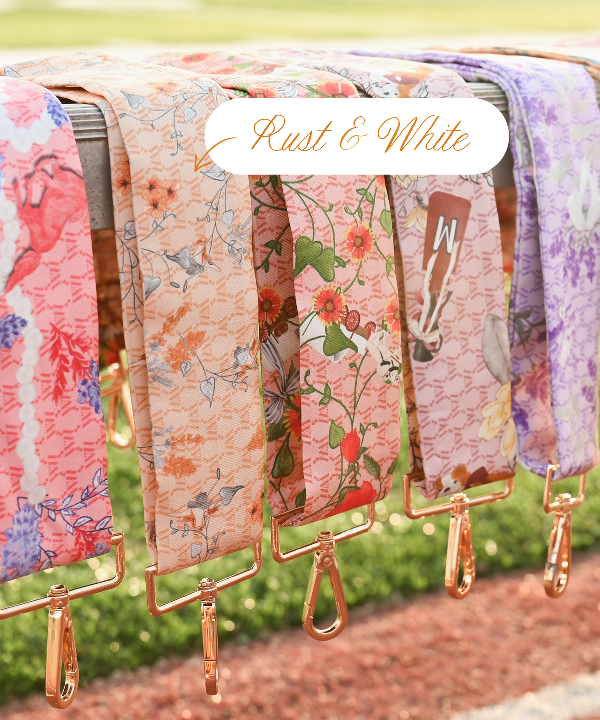 Rust and White Silk Purse Strap