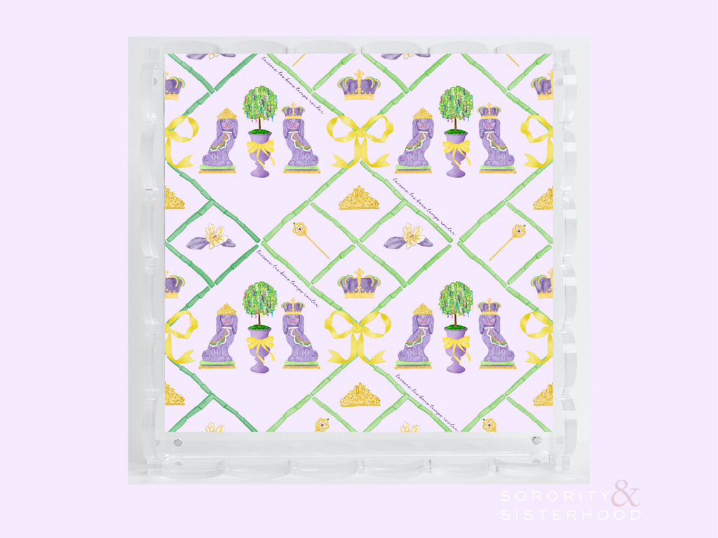 Mardi Party Acrylic Scalloped Tray
