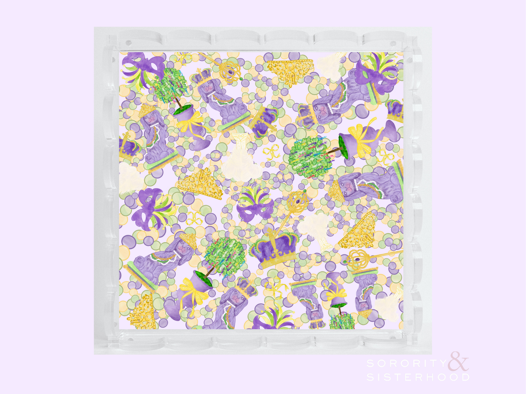 Mardi Party Acrylic Scalloped Tray