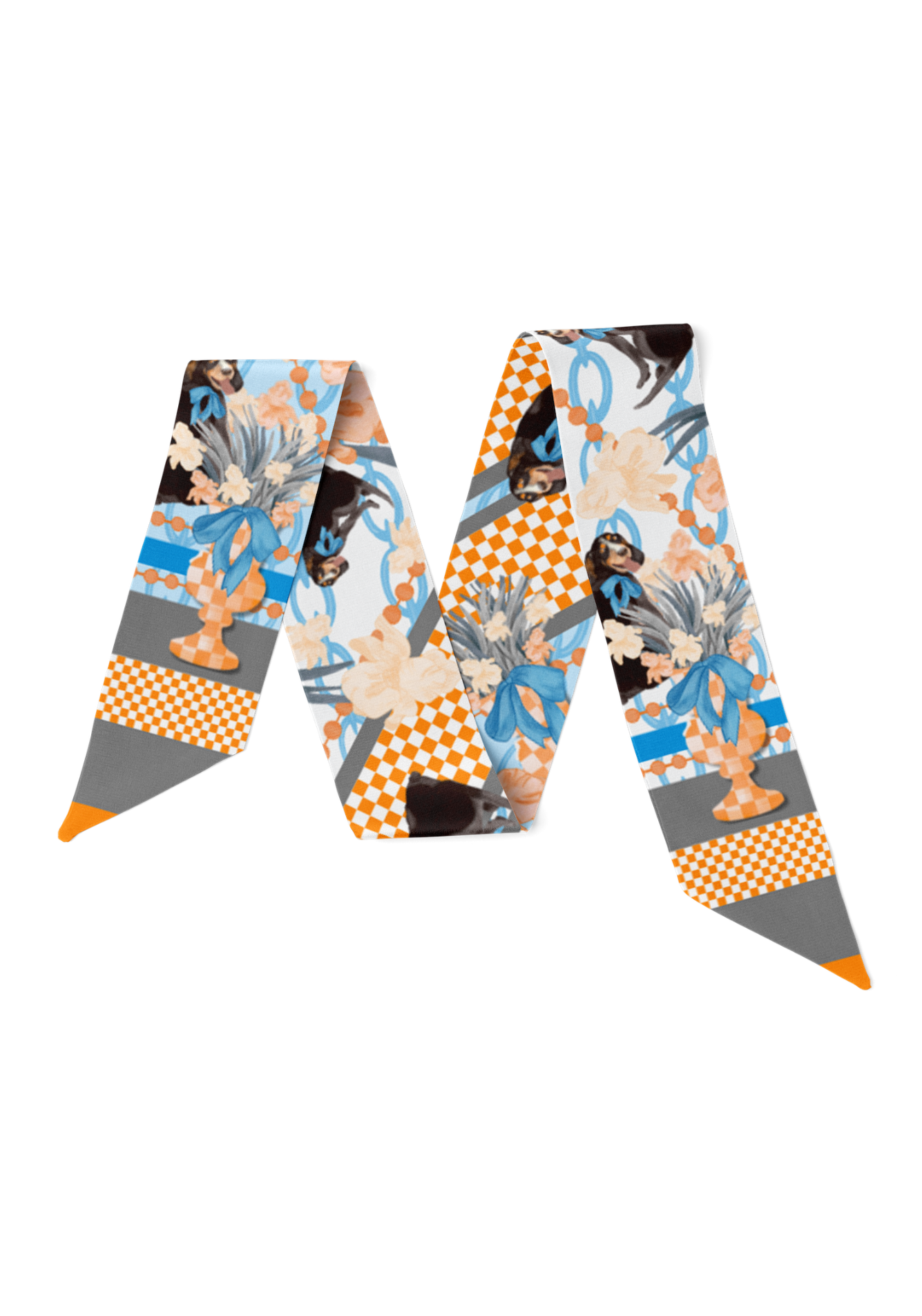 Rust & White Heirloom Scarflette™ — 100% silk hand-illustrated scarflette
