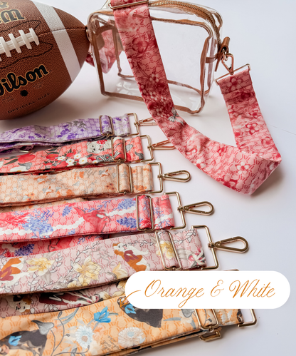 Orange & White Silk Purse Strap