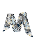 Navy, Cream & Gray Heirloom Scarflette™ — 100% silk hand-illustrated scarflette