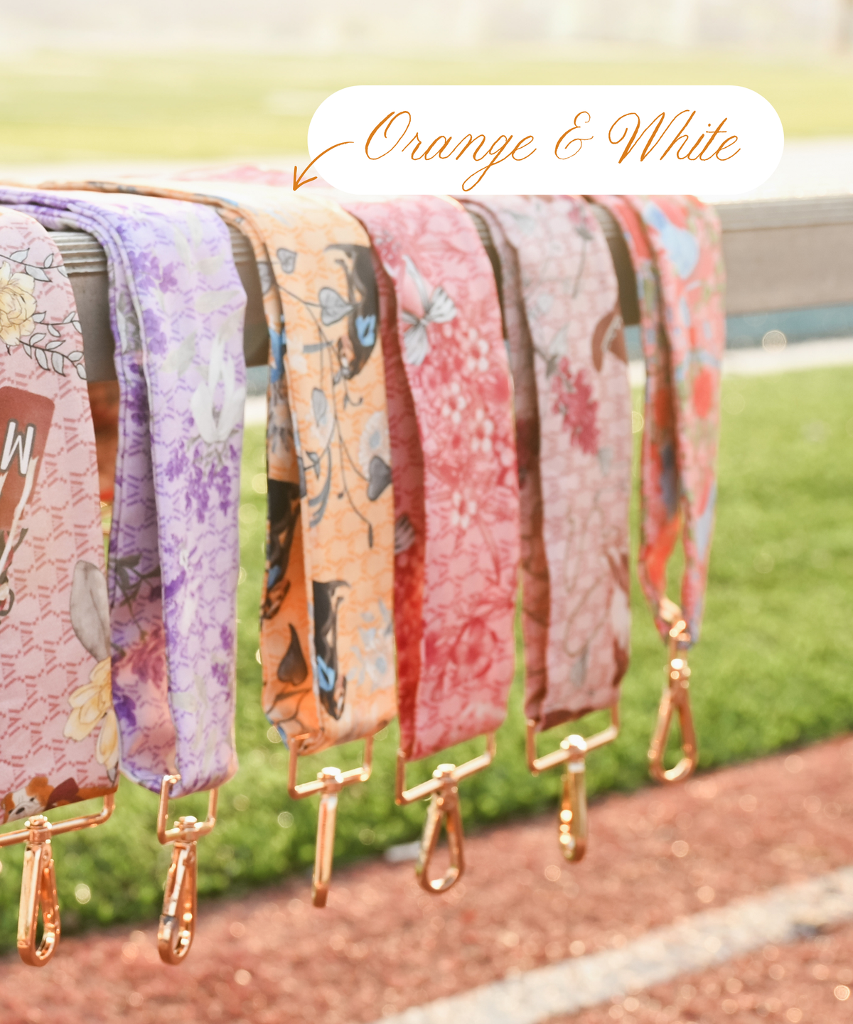 Orange & White Silk Purse Strap