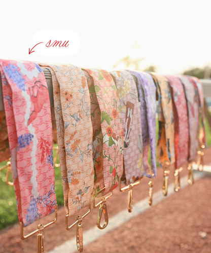 Red & Blue Silk Purse Strap