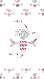 White pajama shorts with pink heart and violet flower pattern, soft cotton fabric.