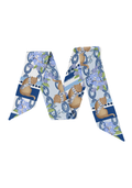 Snow & Navy Heirloom Scarflette™ — 100% silk hand-illustrated scarflette
