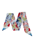 Dark Red & Navy Heirloom Scarflette™ — 100% silk hand-illustrated scarflette