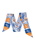 Cobalt & Orange Heirloom Scarflette™ — 100% silk hand-illustrated scarflette