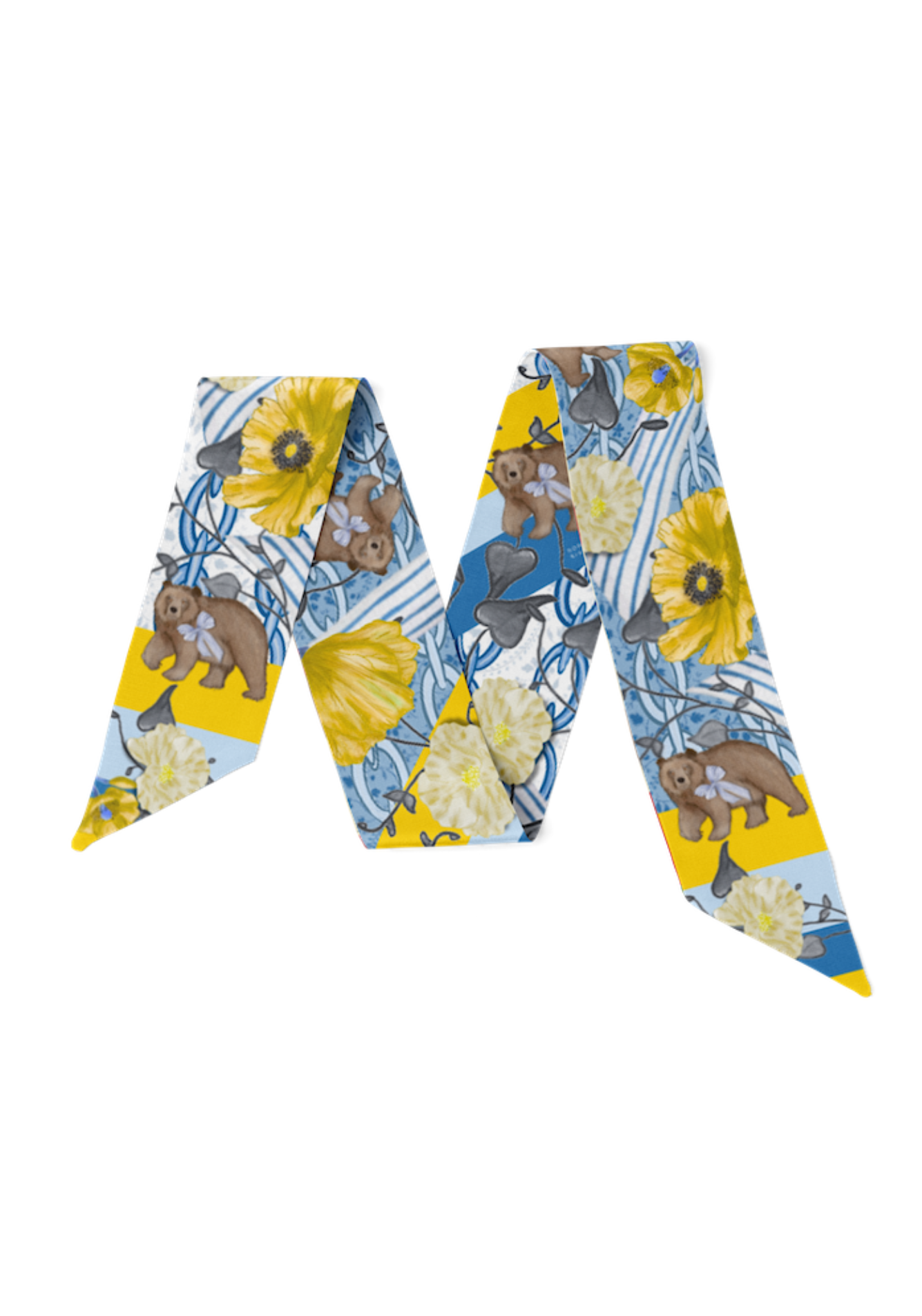 Ocean & Gold Heirloom Scarflette™ — 100% silk hand-illustrated scarflette