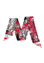 Ebony & Dark Red Heirloom Scarflette™ — 100% silk hand-illustrated scarflette