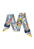 Dark Blue & Yellow Heirloom Scarflette™ — 100% silk hand-illustrated scarflette