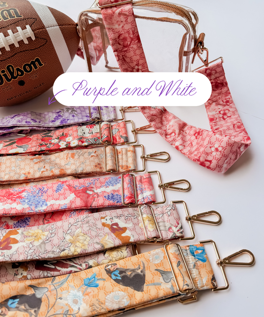 Purple and White Silk Purse Strap