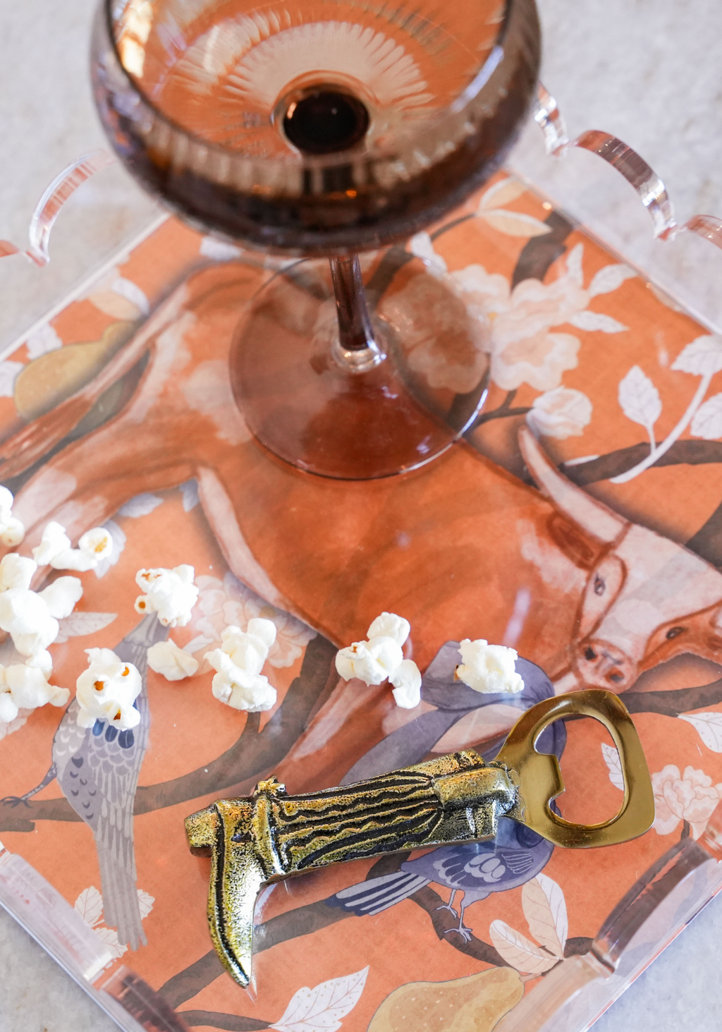 Orange & White Acrylic Scalloped Tray — acrylic scalloped tray with hand-illustrated magnetic insert