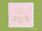 Pink acrylic scalloped tray with gold floral vase and turtle designs, Delta Zeta logo in corner.