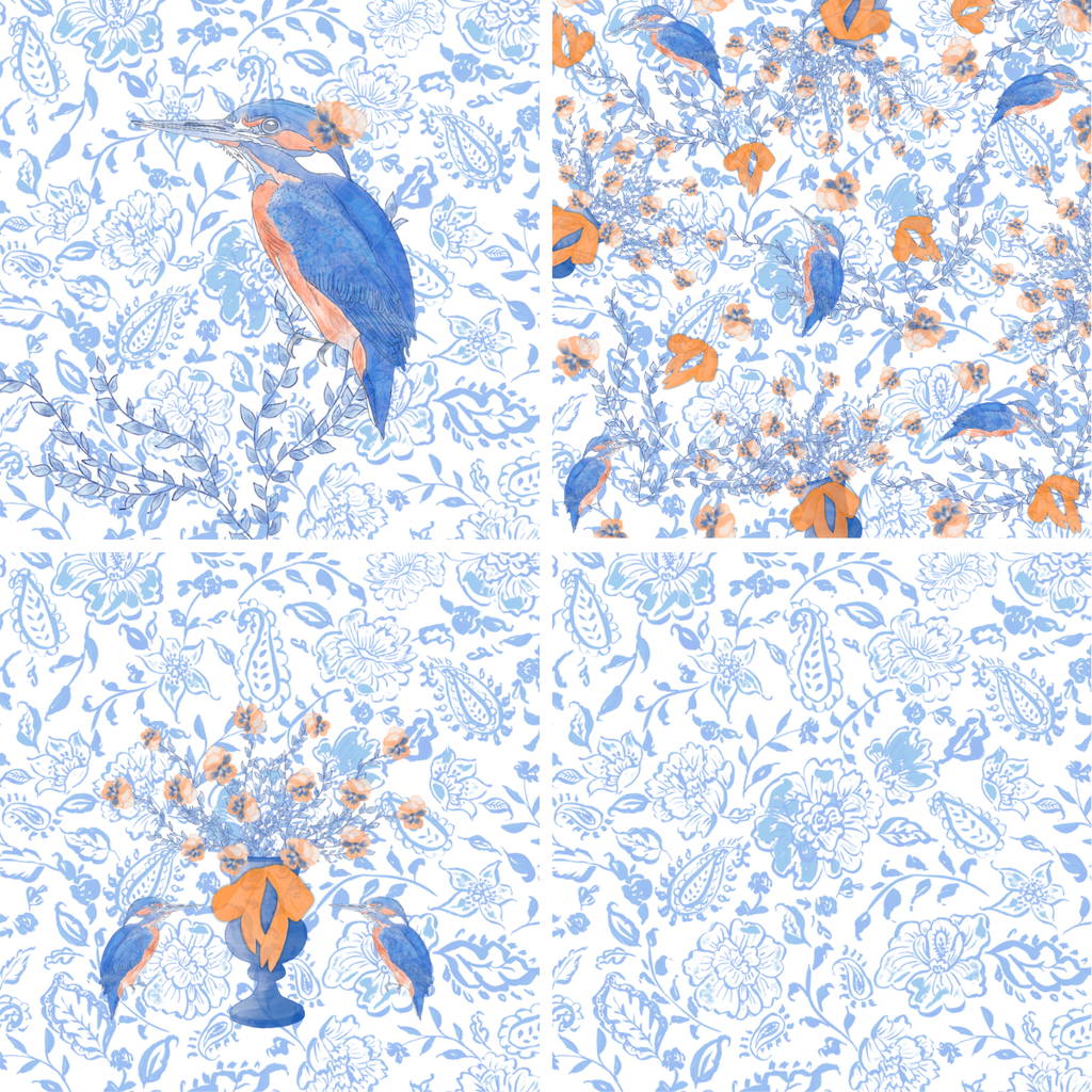Cobalt & Orange Acrylic Scalloped Tray