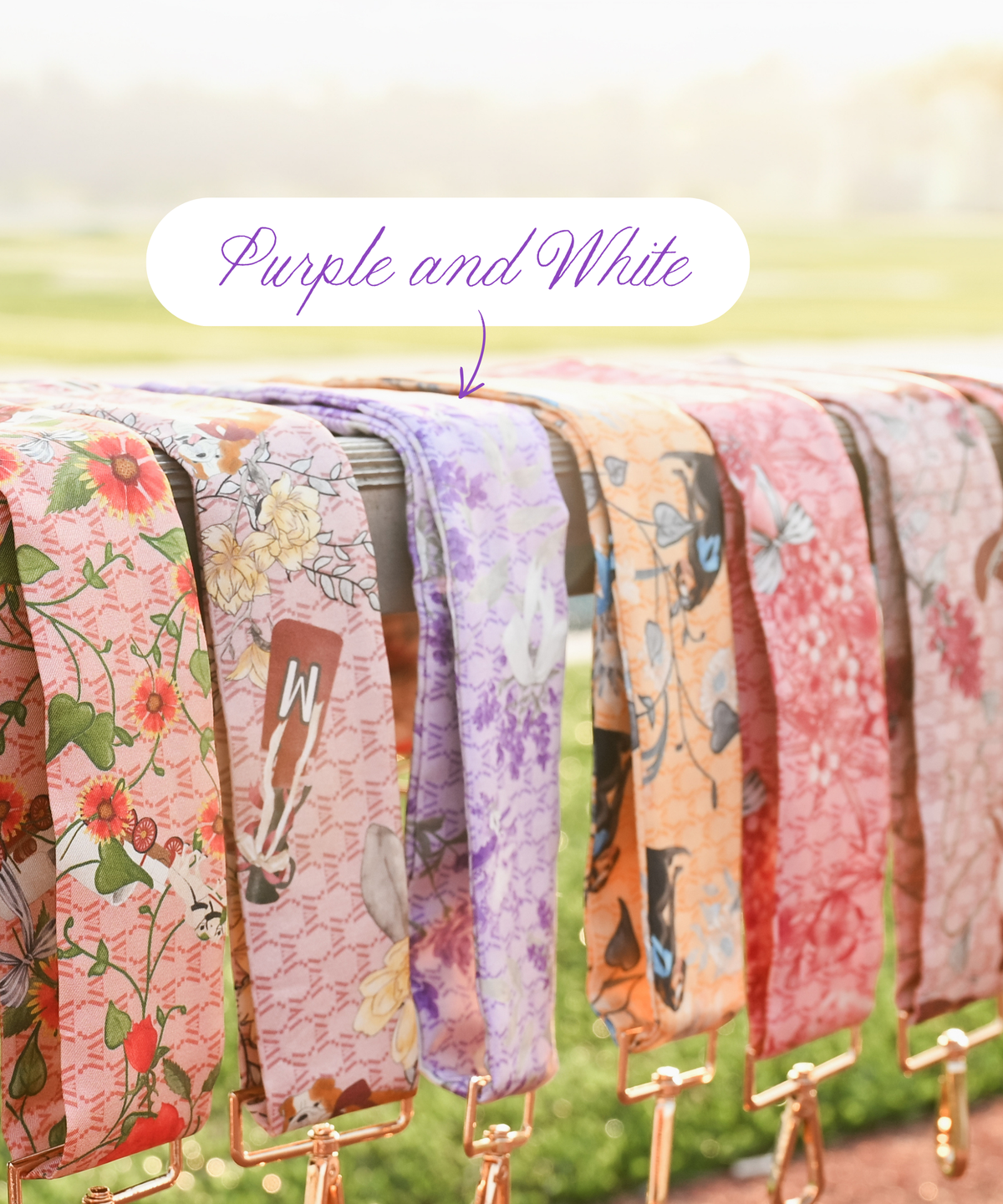 Purple and White Silk Purse Strap