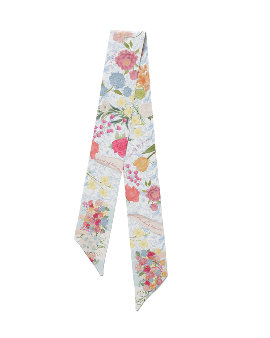 Maid of Honor Scarflette — 100% silk hand-illustrated scarflette