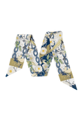 Navy & Gold Heirloom Scarflette™ — 100% silk hand-illustrated scarflette