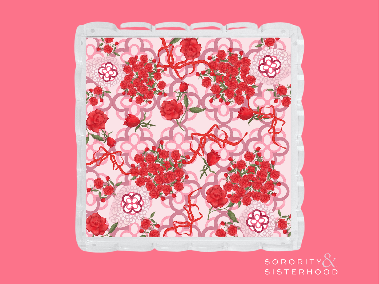 Alpha Omicron Pi Acrylic Scalloped Tray