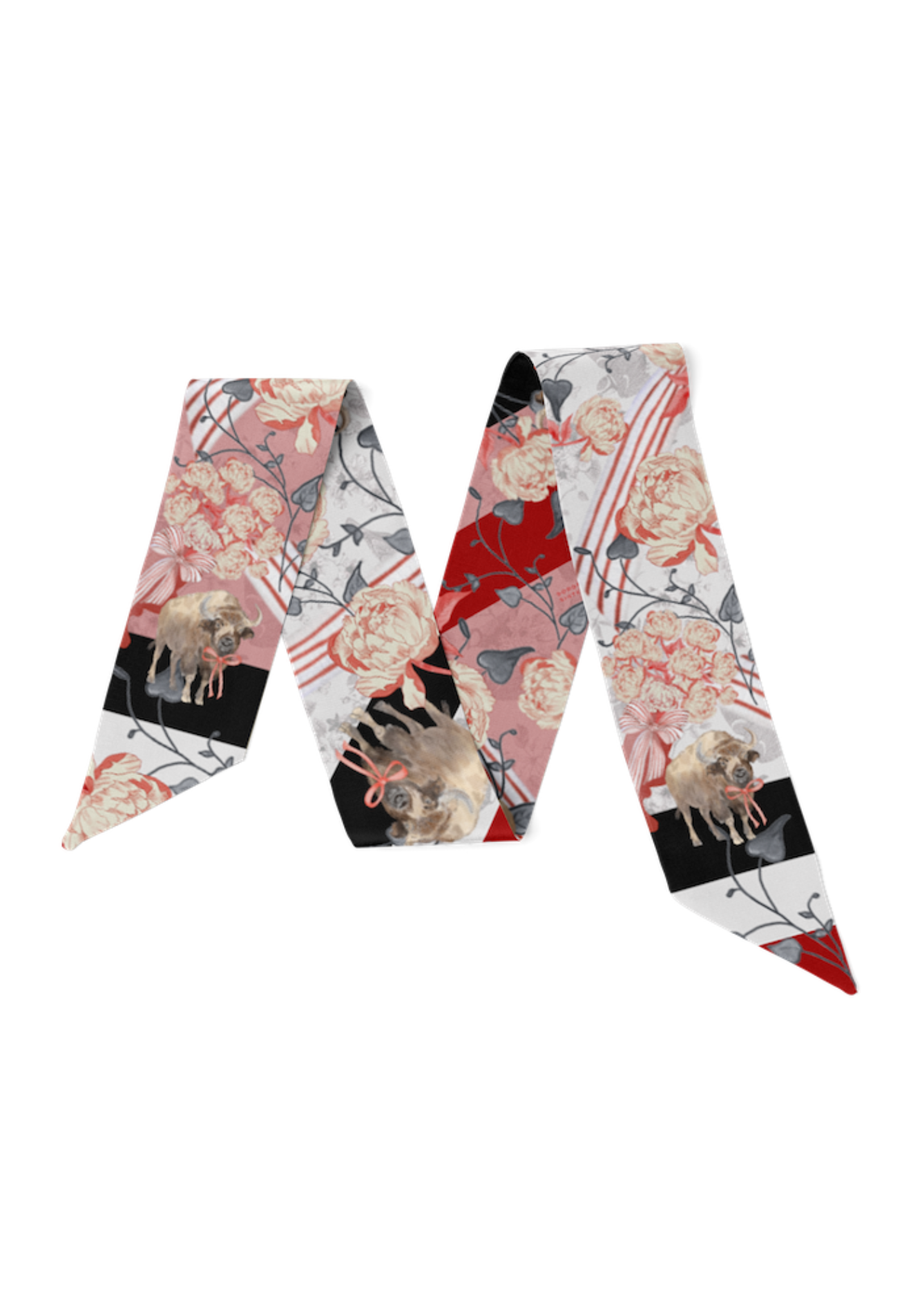 Tomato & Cream Heirloom Scarflette™ — 100% silk hand-illustrated scarflette