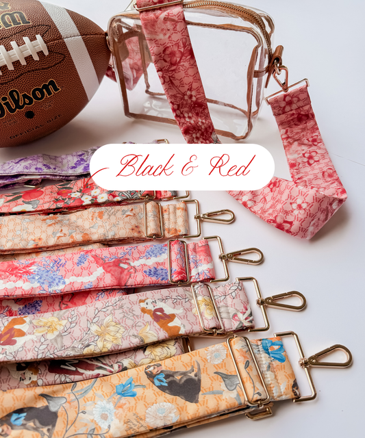 Black & Red Silk Purse Strap