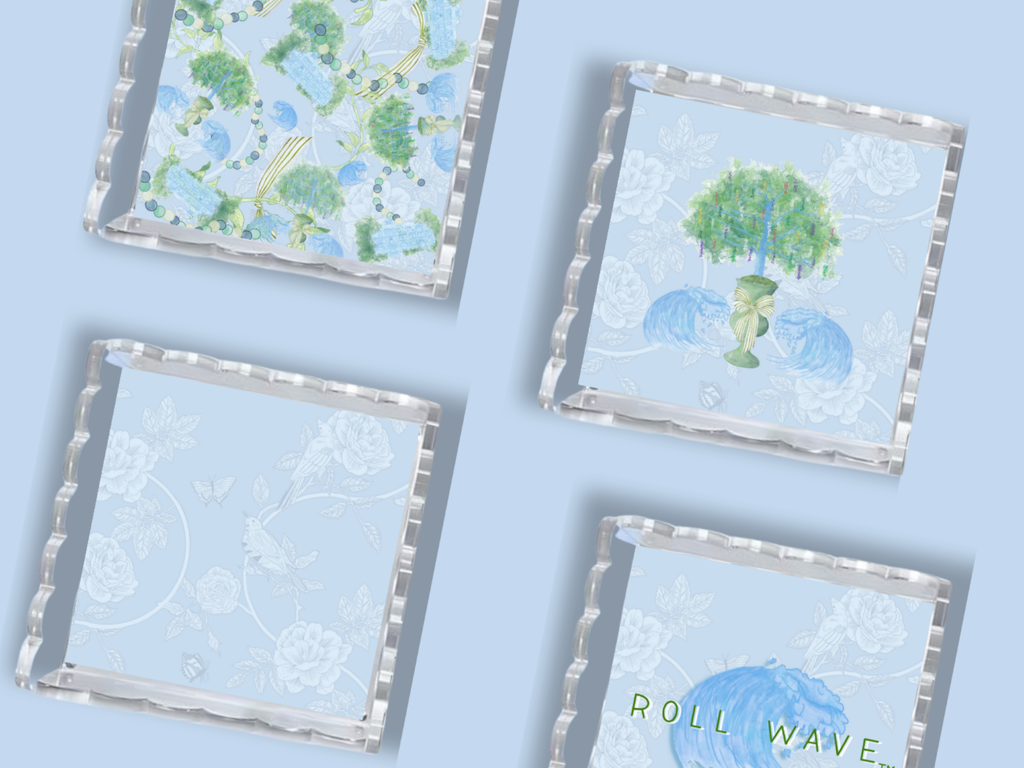 Tulane Acrylic Scalloped Tray