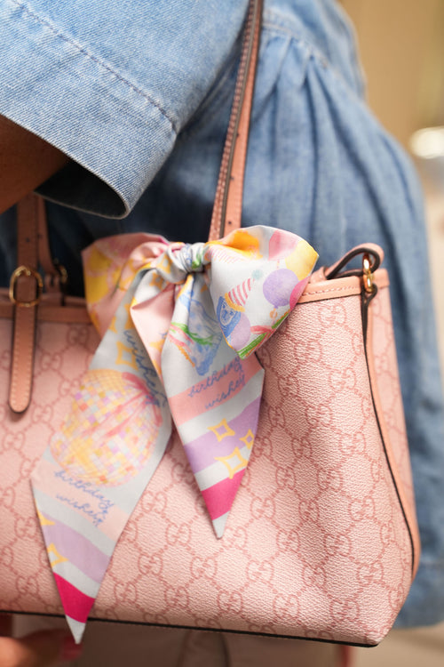 Birthday Wishes Heirloom Scarflette™ — 100% silk hand-illustrated scarflette