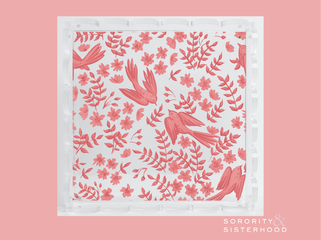 Black & Red Acrylic Scalloped Tray