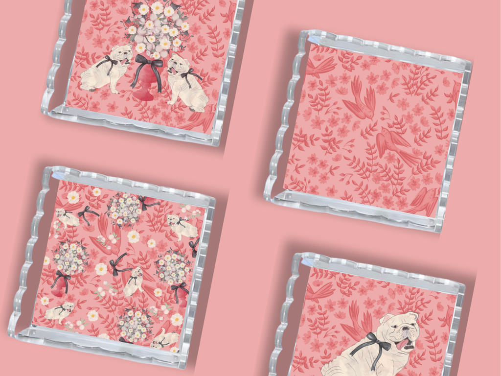 Black & Red Acrylic Scalloped Tray