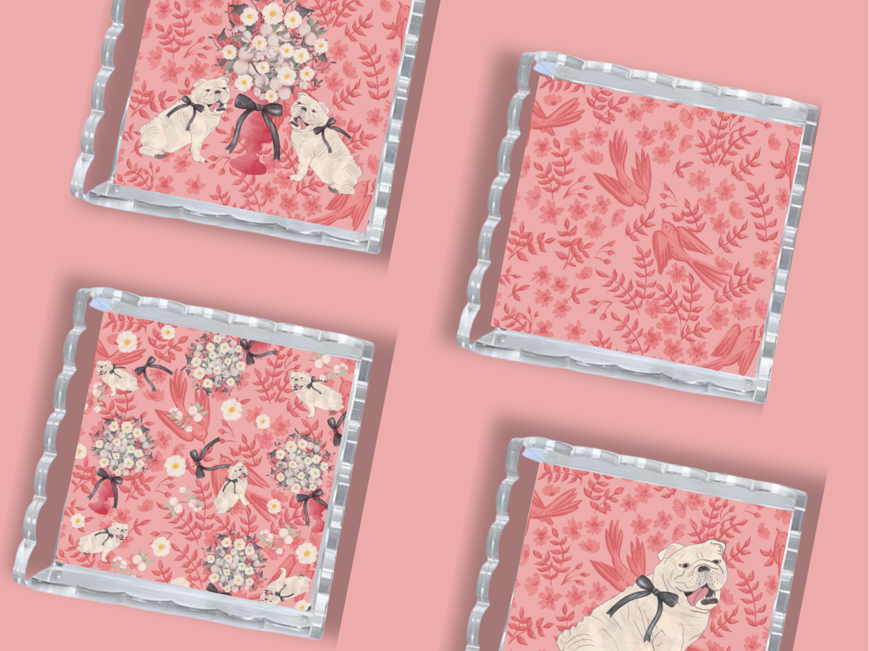 Black & Red Acrylic Scalloped Tray