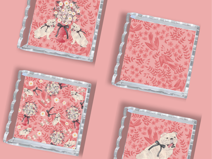 Black & Red Acrylic Scalloped Tray